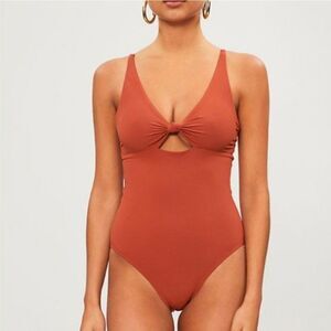 Tory Burch Palma Cutout Swimsuit Desert Spice Brown Orange M Medium